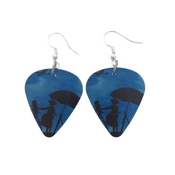 Handcrafted The Wind Rises Guitarpick Earrings - Picture 3 of 3